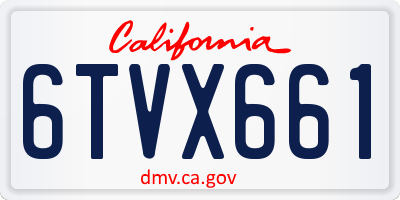 CA license plate 6TVX661