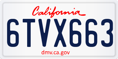 CA license plate 6TVX663