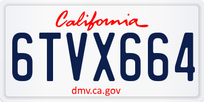 CA license plate 6TVX664