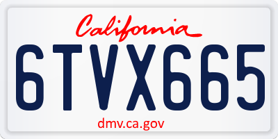 CA license plate 6TVX665