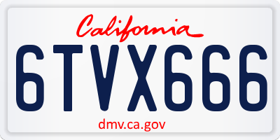 CA license plate 6TVX666