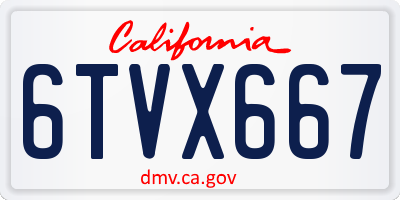 CA license plate 6TVX667