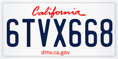 CA license plate 6TVX668