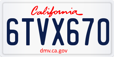 CA license plate 6TVX670