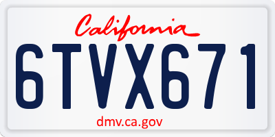 CA license plate 6TVX671