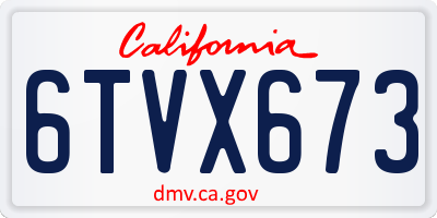 CA license plate 6TVX673