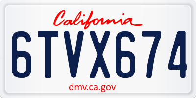 CA license plate 6TVX674