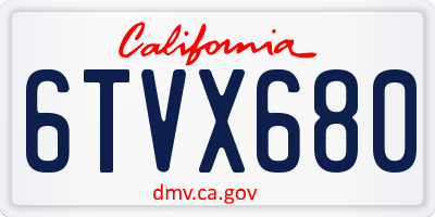 CA license plate 6TVX680