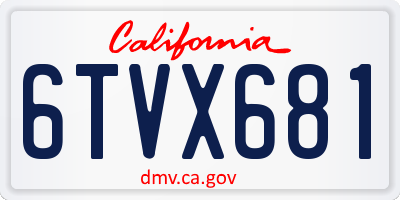 CA license plate 6TVX681