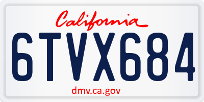 CA license plate 6TVX684