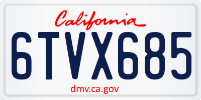 CA license plate 6TVX685