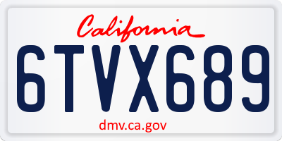 CA license plate 6TVX689