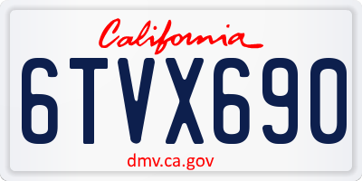 CA license plate 6TVX690