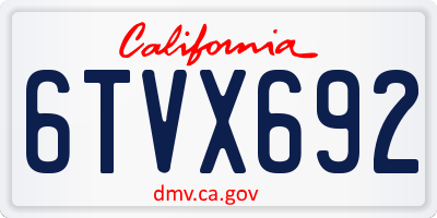 CA license plate 6TVX692