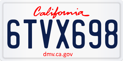 CA license plate 6TVX698