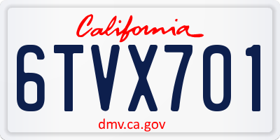 CA license plate 6TVX701