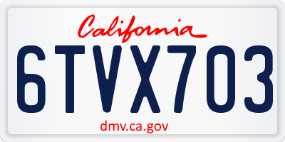 CA license plate 6TVX703