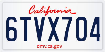 CA license plate 6TVX704