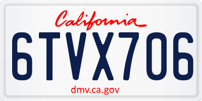 CA license plate 6TVX706