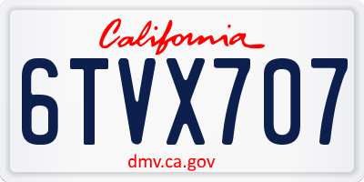 CA license plate 6TVX707