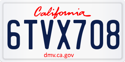 CA license plate 6TVX708