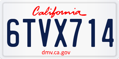 CA license plate 6TVX714