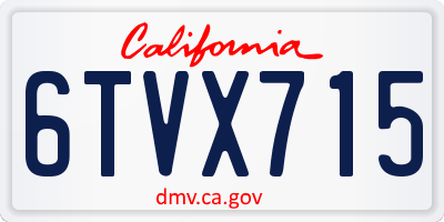 CA license plate 6TVX715