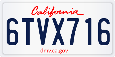 CA license plate 6TVX716