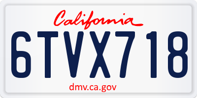 CA license plate 6TVX718