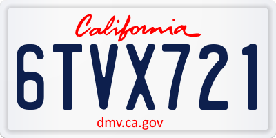 CA license plate 6TVX721