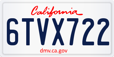 CA license plate 6TVX722