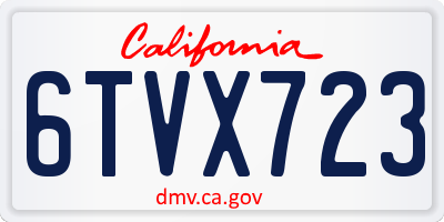 CA license plate 6TVX723