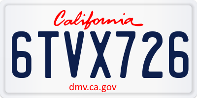 CA license plate 6TVX726