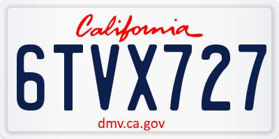 CA license plate 6TVX727