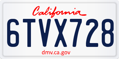 CA license plate 6TVX728