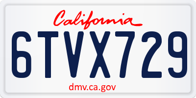 CA license plate 6TVX729