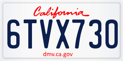 CA license plate 6TVX730