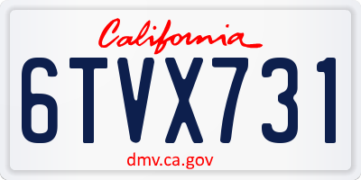 CA license plate 6TVX731