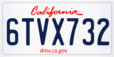 CA license plate 6TVX732