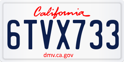 CA license plate 6TVX733