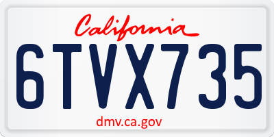 CA license plate 6TVX735