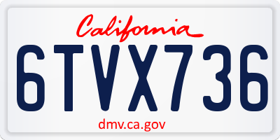 CA license plate 6TVX736