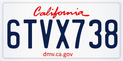 CA license plate 6TVX738