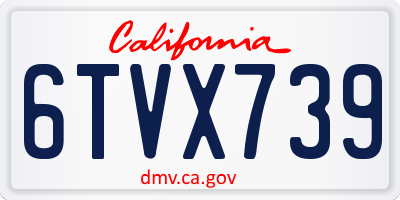 CA license plate 6TVX739