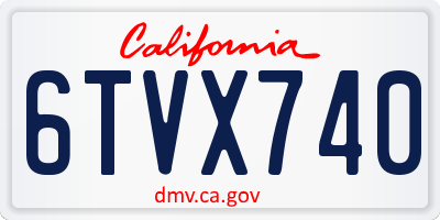 CA license plate 6TVX740