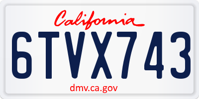 CA license plate 6TVX743