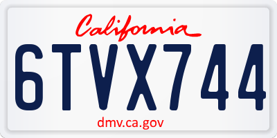 CA license plate 6TVX744