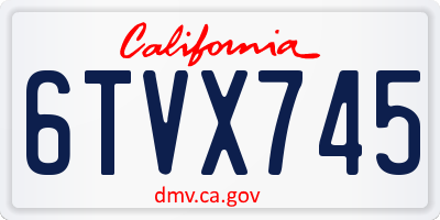 CA license plate 6TVX745