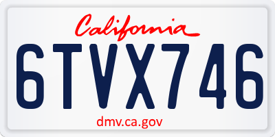 CA license plate 6TVX746