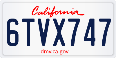 CA license plate 6TVX747